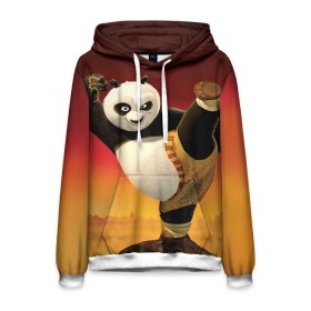 Мужская толстовка 3D с принтом Кунг фу панда в Белгороде, 100% полиэстер | двухслойный капюшон со шнурком для регулировки, мягкие манжеты на рукавах и по низу толстовки, спереди карман-кенгуру с мягким внутренним слоем. | Тематика изображения на принте: kung fu | kung fu panda | panda | кунг фу | кунг фу панда | кунгфу | панда. кунг фу | по
