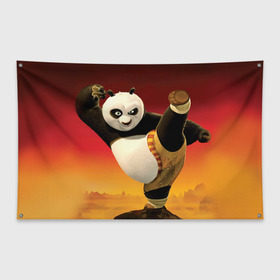 Флаг-баннер с принтом Кунг фу панда в Белгороде, 100% полиэстер | размер 67 х 109 см, плотность ткани — 95 г/м2; по краям флага есть четыре люверса для крепления | kung fu | kung fu panda | panda | кунг фу | кунг фу панда | кунгфу | панда. кунг фу | по