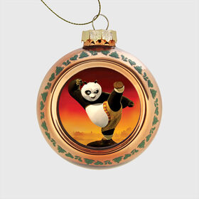 Стеклянный ёлочный шар с принтом Кунг фу панда в Белгороде, Стекло | Диаметр: 80 мм | Тематика изображения на принте: kung fu | kung fu panda | panda | кунг фу | кунг фу панда | кунгфу | панда. кунг фу | по