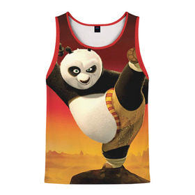 Мужская майка 3D с принтом Кунг фу панда в Белгороде, 100% полиэстер | круглая горловина, приталенный силуэт, длина до линии бедра. Пройма и горловина окантованы тонкой бейкой | Тематика изображения на принте: kung fu | kung fu panda | panda | кунг фу | кунг фу панда | кунгфу | панда. кунг фу | по