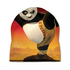 Шапка 3D с принтом Кунг фу панда в Белгороде, 100% полиэстер | универсальный размер, печать по всей поверхности изделия | kung fu | kung fu panda | panda | кунг фу | кунг фу панда | кунгфу | панда. кунг фу | по