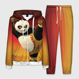 Мужской костюм 3D с принтом Кунг фу панда в Белгороде, 100% полиэстер | Манжеты и пояс оформлены тканевой резинкой, двухслойный капюшон со шнурком для регулировки, карманы спереди | Тематика изображения на принте: kung fu | kung fu panda | panda | кунг фу | кунг фу панда | кунгфу | панда. кунг фу | по