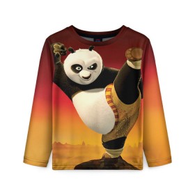 Детский лонгслив 3D с принтом Кунг фу панда в Белгороде, 100% полиэстер | длинные рукава, круглый вырез горловины, полуприлегающий силуэт
 | kung fu | kung fu panda | panda | кунг фу | кунг фу панда | кунгфу | панда. кунг фу | по