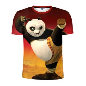 Мужская футболка 3D спортивная с принтом Кунг фу панда в Белгороде, 100% полиэстер с улучшенными характеристиками | приталенный силуэт, круглая горловина, широкие плечи, сужается к линии бедра | kung fu | kung fu panda | panda | кунг фу | кунг фу панда | кунгфу | панда. кунг фу | по