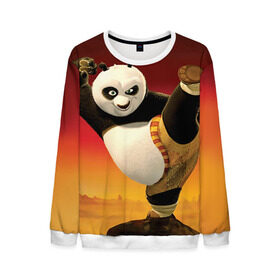 Мужской свитшот 3D с принтом Кунг фу панда в Белгороде, 100% полиэстер с мягким внутренним слоем | круглый вырез горловины, мягкая резинка на манжетах и поясе, свободная посадка по фигуре | Тематика изображения на принте: kung fu | kung fu panda | panda | кунг фу | кунг фу панда | кунгфу | панда. кунг фу | по