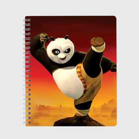 Тетрадь с принтом Кунг фу панда в Белгороде, 100% бумага | 48 листов, плотность листов — 60 г/м2, плотность картонной обложки — 250 г/м2. Листы скреплены сбоку удобной пружинной спиралью. Уголки страниц и обложки скругленные. Цвет линий — светло-серый
 | Тематика изображения на принте: kung fu | kung fu panda | panda | кунг фу | кунг фу панда | кунгфу | панда. кунг фу | по