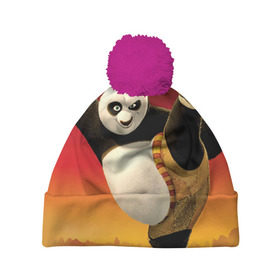 Шапка 3D c помпоном с принтом Кунг фу панда в Белгороде, 100% полиэстер | универсальный размер, печать по всей поверхности изделия | kung fu | kung fu panda | panda | кунг фу | кунг фу панда | кунгфу | панда. кунг фу | по