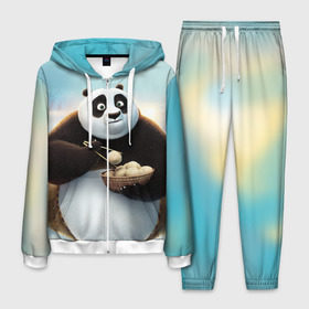 Мужской костюм 3D с принтом Кунг фу панда в Белгороде, 100% полиэстер | Манжеты и пояс оформлены тканевой резинкой, двухслойный капюшон со шнурком для регулировки, карманы спереди | Тематика изображения на принте: панда