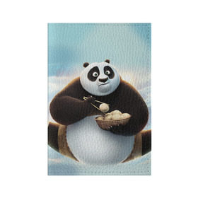 Обложка для паспорта матовая кожа с принтом Кунг фу панда в Белгороде, натуральная матовая кожа | размер 19,3 х 13,7 см; прозрачные пластиковые крепления | Тематика изображения на принте: панда