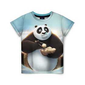 Детская футболка 3D с принтом Кунг фу панда в Белгороде, 100% гипоаллергенный полиэфир | прямой крой, круглый вырез горловины, длина до линии бедер, чуть спущенное плечо, ткань немного тянется | панда