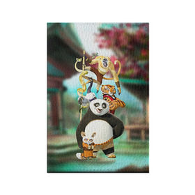 Обложка для паспорта матовая кожа с принтом Кунг фу панда в Белгороде, натуральная матовая кожа | размер 19,3 х 13,7 см; прозрачные пластиковые крепления | kung fu | kung fu panda | panda | кунг фу | кунг фу панда | кунгфу | панда. кунг фу | по