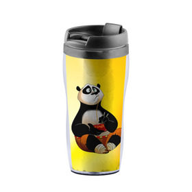 Термокружка-непроливайка с принтом Кунг фу панда в Белгороде, внутренняя часть — пищевой пластик, наружная часть — прозрачный пластик, между ними — полиграфическая вставка с рисунком | объем — 350 мл, герметичная крышка | Тематика изображения на принте: kung fu | kung fu panda | panda | кунг фу | кунг фу панда | кунгфу | панда. кунг фу | по