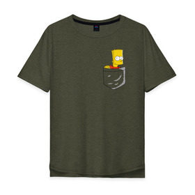 Мужская футболка хлопок Oversize с принтом Карманный Барт в Белгороде, 100% хлопок | свободный крой, круглый ворот, “спинка” длиннее передней части | карманный барт pocket bart simpson homer симп