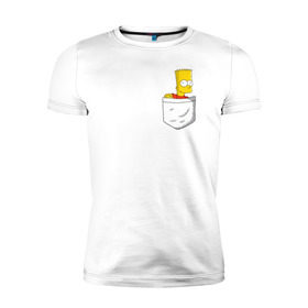 Мужская футболка премиум с принтом Карманный Барт в Белгороде, 92% хлопок, 8% лайкра | приталенный силуэт, круглый вырез ворота, длина до линии бедра, короткий рукав | карманный барт pocket bart simpson homer симп