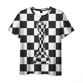 Мужская футболка 3D с принтом Ферзь в Белгороде, 100% полиэфир | прямой крой, круглый вырез горловины, длина до линии бедер | клетки | ферзь | шахматная доска | шахматы