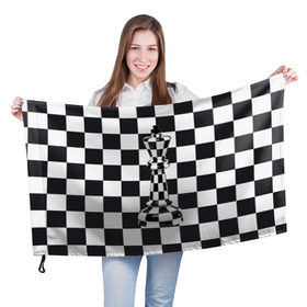 Флаг 3D с принтом Ферзь в Белгороде, 100% полиэстер | плотность ткани — 95 г/м2, размер — 67 х 109 см. Принт наносится с одной стороны | клетки | ферзь | шахматная доска | шахматы