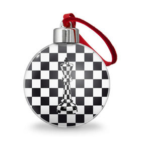 Ёлочный шар с принтом Ферзь в Белгороде, Пластик | Диаметр: 77 мм | клетки | ферзь | шахматная доска | шахматы