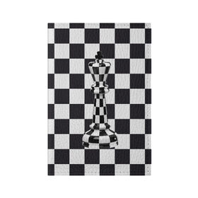 Обложка для паспорта матовая кожа с принтом Ферзь в Белгороде, натуральная матовая кожа | размер 19,3 х 13,7 см; прозрачные пластиковые крепления | Тематика изображения на принте: клетки | ферзь | шахматная доска | шахматы