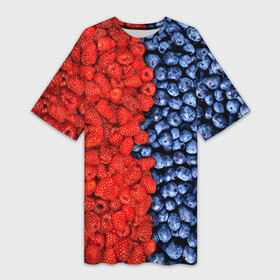 Платье-футболка 3D с принтом Ягодка в Белгороде,  |  | клубника | малина | черника | ягода | ягодка | ягодный