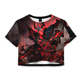 Женская футболка 3D укороченная с принтом Shadow Fiend в Белгороде, 100% полиэстер | круглая горловина, длина футболки до линии талии, рукава с отворотами | dota | shadow fiend | дота