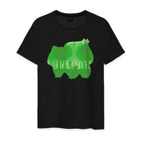 Мужская футболка хлопок с принтом Зеленый Покемон бульбазавр в Белгороде, 100% хлопок | прямой крой, круглый вырез горловины, длина до линии бедер, слегка спущенное плечо. | покемон