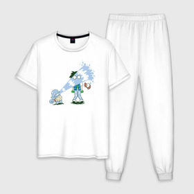 Мужская пижама хлопок с принтом Squirt-Fail в Белгороде, 100% хлопок | брюки и футболка прямого кроя, без карманов, на брюках мягкая резинка на поясе и по низу штанин
 | 