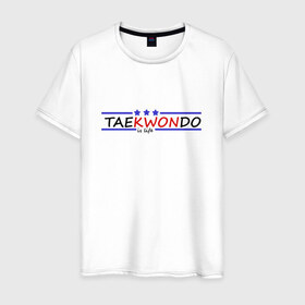 Мужская футболка хлопок с принтом Taekwondo is life в Белгороде, 100% хлопок | прямой крой, круглый вырез горловины, длина до линии бедер, слегка спущенное плечо. | 