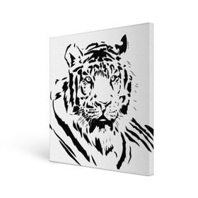 Холст квадратный с принтом Тигр в Белгороде, 100% ПВХ |  | взгляд | тигр | трафарет | хищник