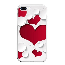 Чехол для iPhone 7Plus/8 Plus матовый с принтом Сердца в Белгороде, Силикон | Область печати: задняя сторона чехла, без боковых панелей | любовь | орнамент | праздник | сердца