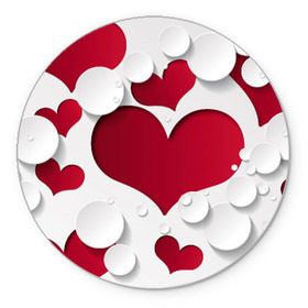 Коврик круглый с принтом Сердца в Белгороде, резина и полиэстер | круглая форма, изображение наносится на всю лицевую часть | любовь | орнамент | праздник | сердца