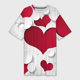 Платье-футболка 3D с принтом Сердца в Белгороде,  |  | Тематика изображения на принте: любовь | орнамент | праздник | сердца