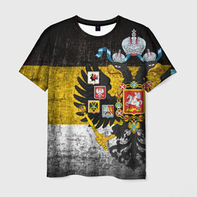 Мужская футболка 3D с принтом Имперский флаг в Белгороде, 100% полиэфир | прямой крой, круглый вырез горловины, длина до линии бедер | русь