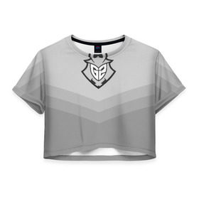 Женская футболка 3D укороченная с принтом G2 eSports в Белгороде, 100% полиэстер | круглая горловина, длина футболки до линии талии, рукава с отворотами | Тематика изображения на принте: csgo | cyber | esports | g2 | team | г2 | ксго