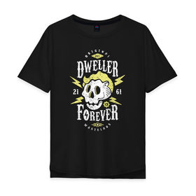 Мужская футболка хлопок Oversize с принтом Dweller Forever в Белгороде, 100% хлопок | свободный крой, круглый ворот, “спинка” длиннее передней части | boy | fallout | pip | vault | убежище | фаллаут