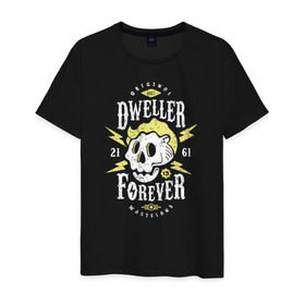 Мужская футболка хлопок с принтом Dweller Forever в Белгороде, 100% хлопок | прямой крой, круглый вырез горловины, длина до линии бедер, слегка спущенное плечо. | boy | fallout | pip | vault | убежище | фаллаут