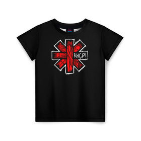 Детская футболка 3D с принтом Red Hot Chili Peppers в Белгороде, 100% гипоаллергенный полиэфир | прямой крой, круглый вырез горловины, длина до линии бедер, чуть спущенное плечо, ткань немного тянется | chili | heavy | hot | metal | peppers | red | rhcp | rock | trash | кидис | метал | рок | хеви | энтони