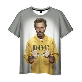 Мужская футболка 3D с принтом Доктор Хаус в Белгороде, 100% полиэфир | прямой крой, круглый вырез горловины, длина до линии бедер | doctor | house | все лгут | доктор | лори | хауз | хаус | хью