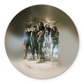 Коврик круглый с принтом KoЯn в Белгороде, резина и полиэстер | круглая форма, изображение наносится на всю лицевую часть | korn | metal | rock | группы | корн | метал | рок