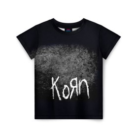 Детская футболка 3D с принтом KoЯn в Белгороде, 100% гипоаллергенный полиэфир | прямой крой, круглый вырез горловины, длина до линии бедер, чуть спущенное плечо, ткань немного тянется | korn | metal | rock | группы | корн | метал | рок