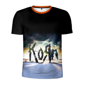 Мужская футболка 3D спортивная с принтом KoЯn в Белгороде, 100% полиэстер с улучшенными характеристиками | приталенный силуэт, круглая горловина, широкие плечи, сужается к линии бедра | korn | metal | rock | группы | корн | метал | рок