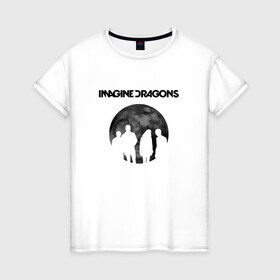Женская футболка хлопок с принтом Imagine dragons в Белгороде, 100% хлопок | прямой крой, круглый вырез горловины, длина до линии бедер, слегка спущенное плечо | dragons | imagine | rock | драгонз | имэдж | рок
