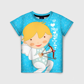 Детская футболка 3D с принтом Ангел мальчик в Белгороде, 100% гипоаллергенный полиэфир | прямой крой, круглый вырез горловины, длина до линии бедер, чуть спущенное плечо, ткань немного тянется | angel | love | valentine | ангел | валентина | валентинка | любовь | святого