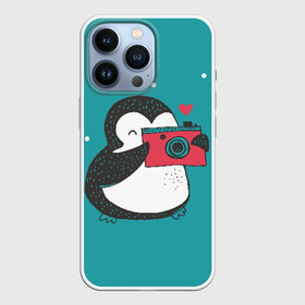 Чехол для iPhone 13 Pro с принтом Пингвин с фотоаппаратом в Белгороде,  |  | 14 февраля | влюбленные | девушка | день святого валентина | любовь | пара | парень
