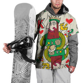 Накидка на куртку 3D с принтом Червовый король в Белгороде, 100% полиэстер |  | 14 февраля | love | влюбленные | карты | королева | король | лав | любовь | пара | парные | подарок