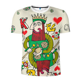 Мужская футболка 3D спортивная с принтом Червовый король в Белгороде, 100% полиэстер с улучшенными характеристиками | приталенный силуэт, круглая горловина, широкие плечи, сужается к линии бедра | 14 февраля | love | влюбленные | карты | королева | король | лав | любовь | пара | парные | подарок