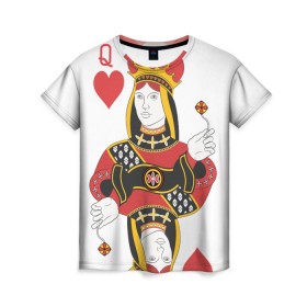 Женская футболка 3D с принтом Дама в Белгороде, 100% полиэфир ( синтетическое хлопкоподобное полотно) | прямой крой, круглый вырез горловины, длина до линии бедер | 14 февраля | love | влюбленные | карты | королева | король | лав | любовь | пара | парные | подарок