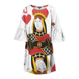 Детское платье 3D с принтом Дама в Белгороде, 100% полиэстер | прямой силуэт, чуть расширенный к низу. Круглая горловина, на рукавах — воланы | 14 февраля | love | влюбленные | карты | королева | король | лав | любовь | пара | парные | подарок