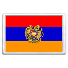 Магнит 45*70 с принтом Герб и флаг Армении в Белгороде, Пластик | Размер: 78*52 мм; Размер печати: 70*45 | Тематика изображения на принте: armenia | армения | герб | флаг