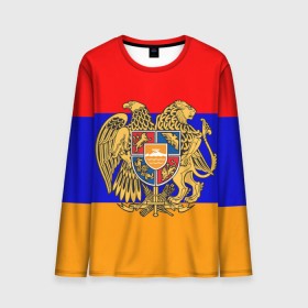Мужской лонгслив 3D с принтом Герб и флаг Армении в Белгороде, 100% полиэстер | длинные рукава, круглый вырез горловины, полуприлегающий силуэт | armenia | армения | герб | флаг