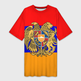 Платье-футболка 3D с принтом Герб и флаг Армении в Белгороде,  |  | armenia | армения | герб | флаг